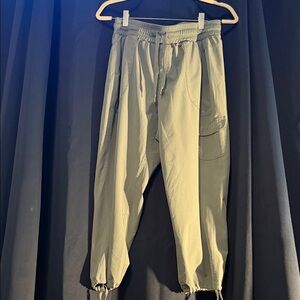 Light Olive Green Drawstring Capri Pants